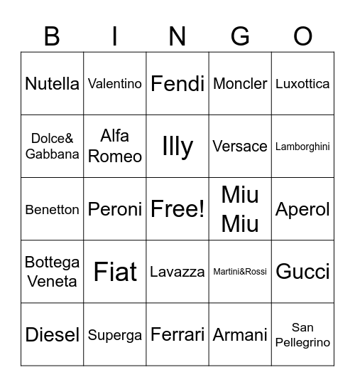 ITA Club Bingo Card