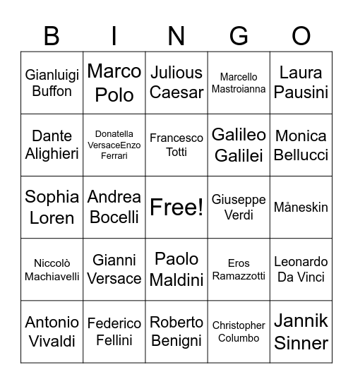 ITA Club Bingo Card