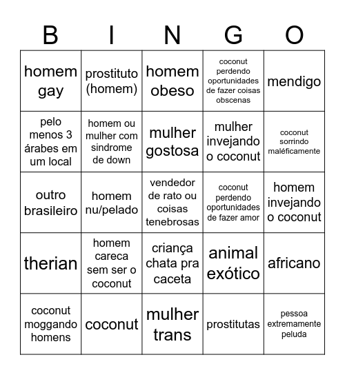 careca do coconut Bingo Card