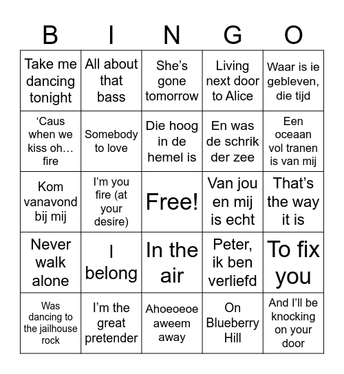 Hiep Hiep Bingo voor Tiny! Bingo Card