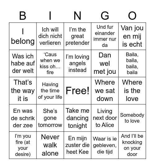Hiep Hiep Bingo voor Tiny! Bingo Card