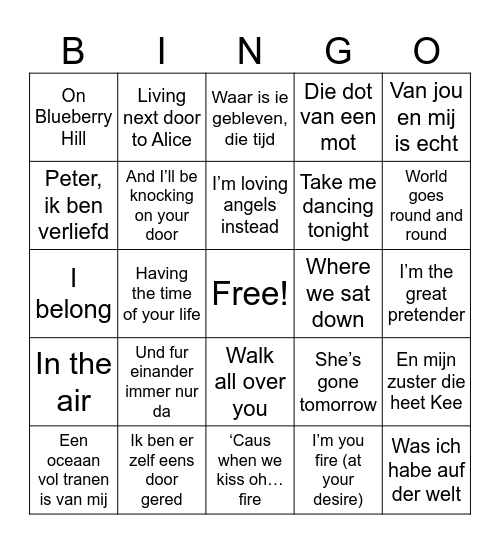 Hiep Hiep Bingo voor Tiny! Bingo Card