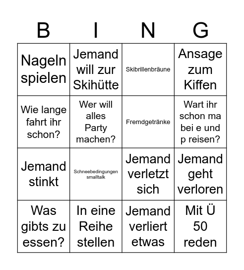 Stubi Bingo Card
