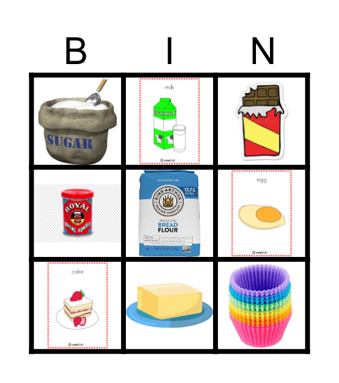 MAKE A CUPCAKE Bingo Card