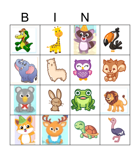 ANIMALS COLORING Bingo Card