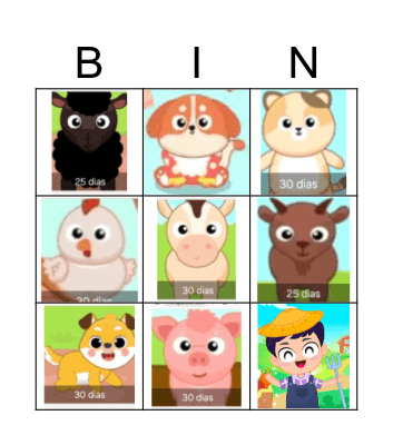 FARM COLORING Bingo Card