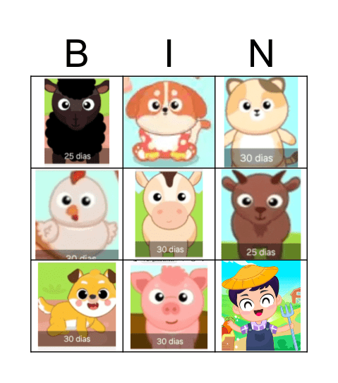 FARM COLORING Bingo Card