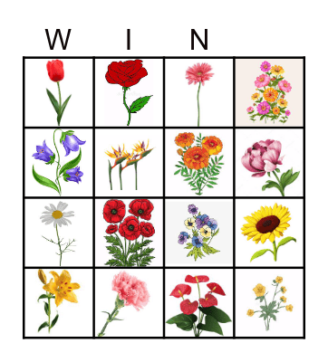 FLOWERS COLORING Bingo Card