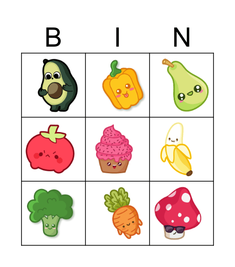 FOOD COLORING Bingo Card