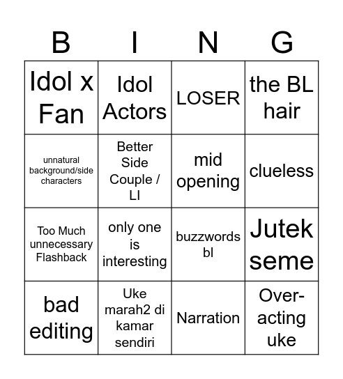 BAD BL BINGO Card