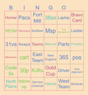 THD Bingo 1 Bingo Card