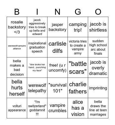 Eclipse Bingo Card