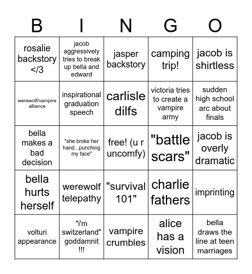 Eclipse Bingo Card