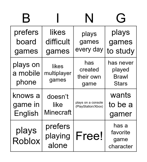 FIND SOMEONE WHO - GAME Bingo Card