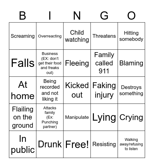 BODYCAM Karen’s! Bingo Card