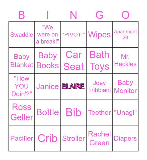 The One With Baby Blaire Bingo Card
