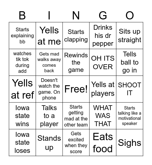 Dad Bingo Card
