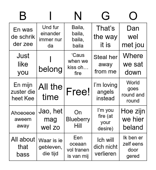 Hiep Hiep Bingo voor Tini! Bingo Card