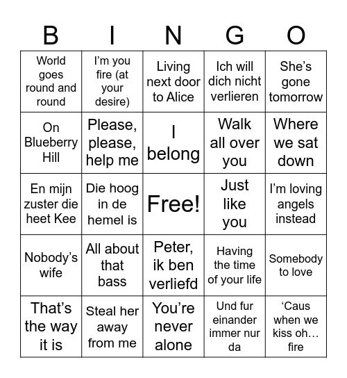 Hiep Hiep Bingo voor Tini! Bingo Card
