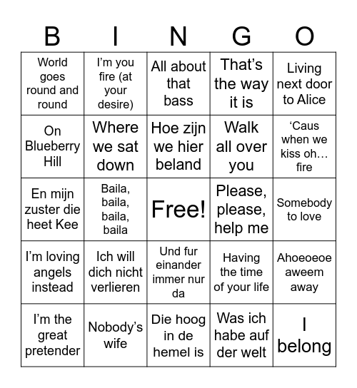Hiep Hiep Bingo voor Tini! Bingo Card