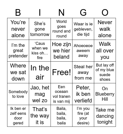 Hiep Hiep Bingo voor Tini! Bingo Card