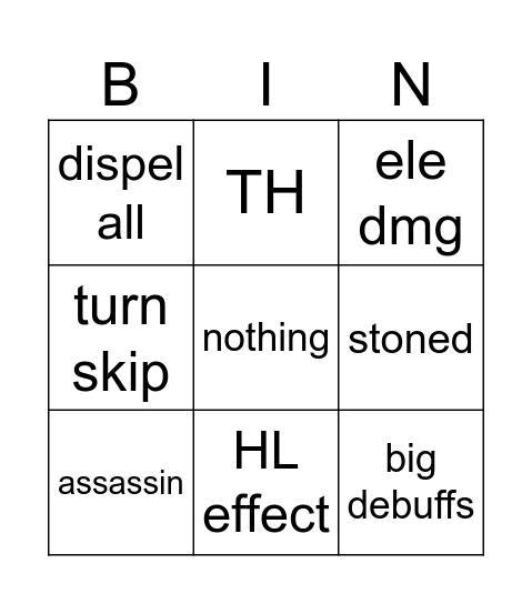 fantosmik maylet bingo Card