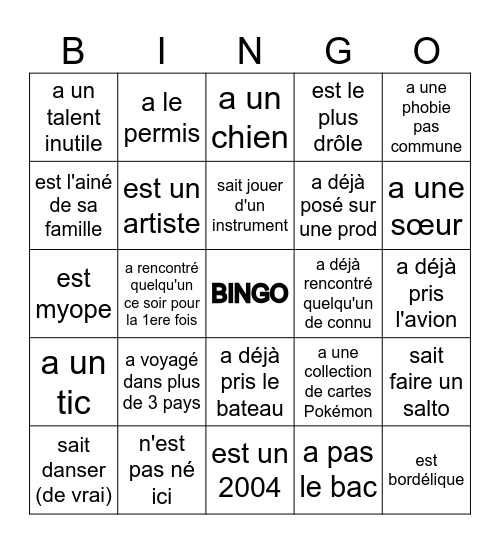 QUELQU'UN ICI Bingo Card