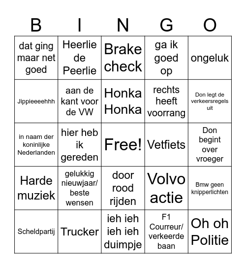 het is tijd voor.... Bingo Card