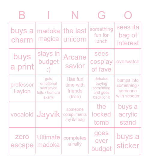 Megacon March 26 Bingo Card