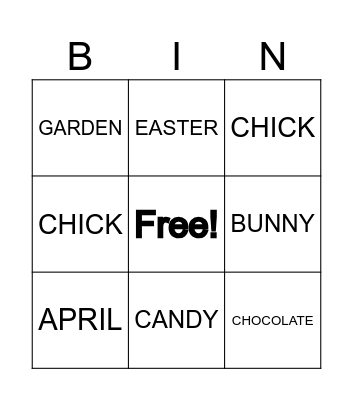 Easter Bingo Card