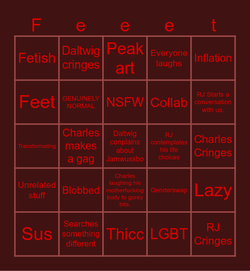 Daltwigs Deviant Routlette Bingo Card