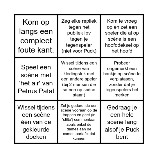 Wims "Middernachtsdroom" BINGO Card