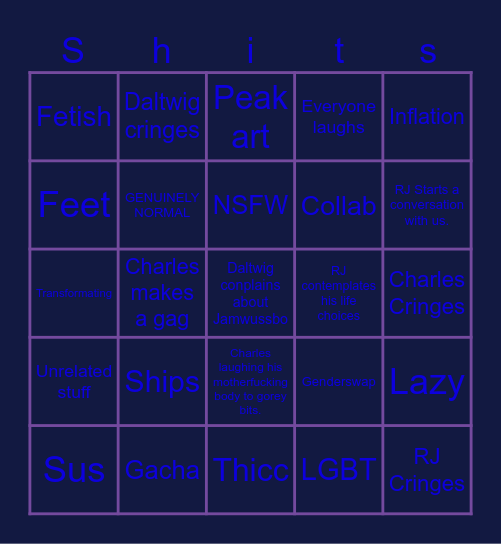 Daltwigs Deviant Routlette Bingo Card