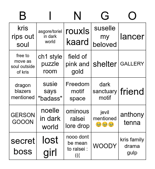 DELTARUNE CH5 BINNGGOOO Bingo Card