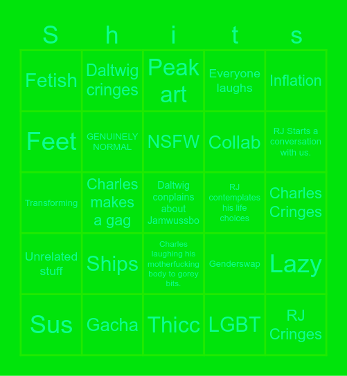 Daltwigs Deviant Routlette Bingo Card