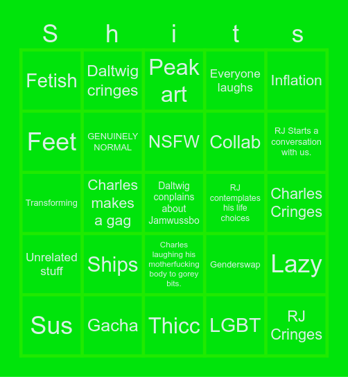 Daltwigs Deviant Routlette Bingo Card