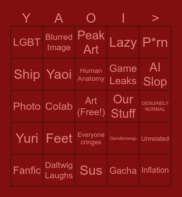 Daldiepie's Deviant Dare Bingo Card