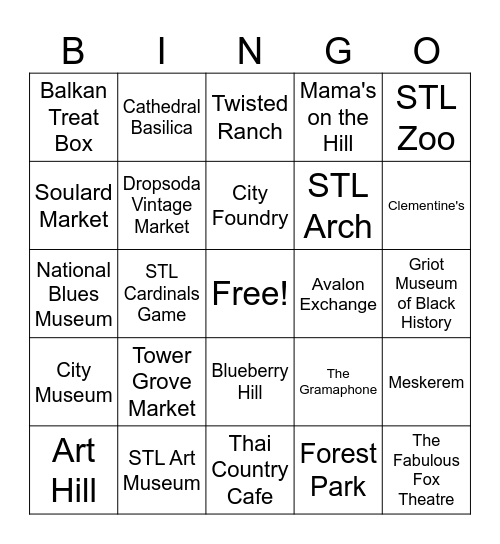 Places in STL Bingo Card