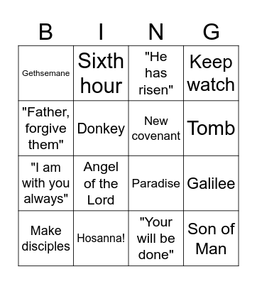 Easter Bingo Card