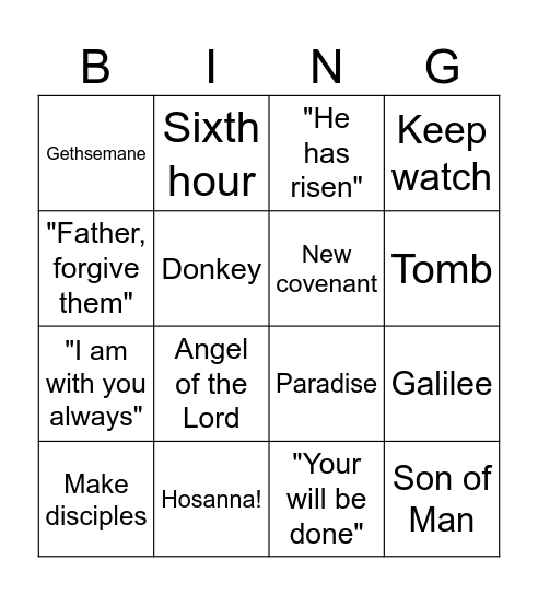 Easter Bingo Card