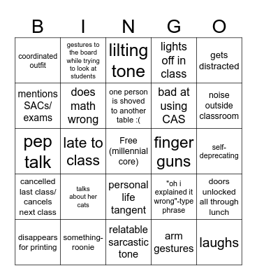 kmart party Bingo Card