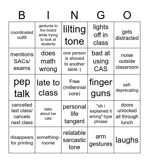 kmart party Bingo Card