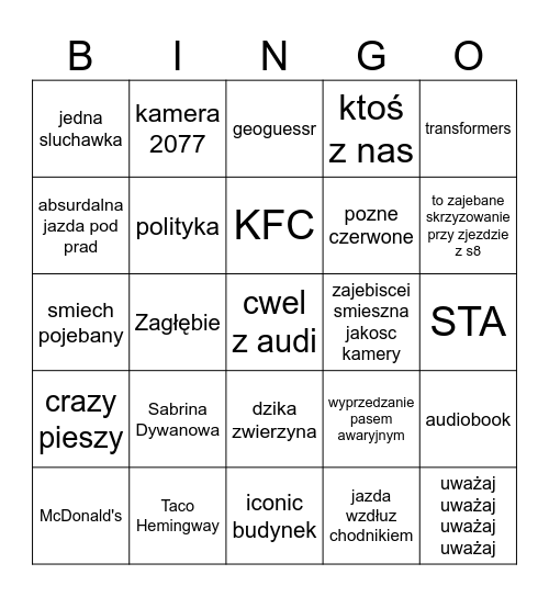 stopcham Bingo Card