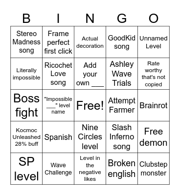 Recent Tab Bingo Card