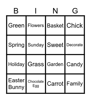 Easter Holiday Bingo Card
