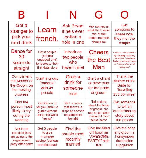 "Bingo" en Francais se dit "Bingo" Bingo Card