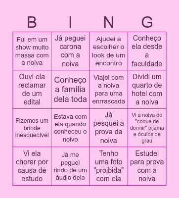 Aventuras com a Noiva Bingo Card