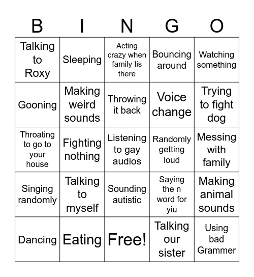 Facetime Bingo Card