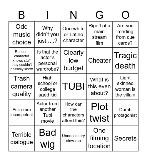 Tubi Bingo Card