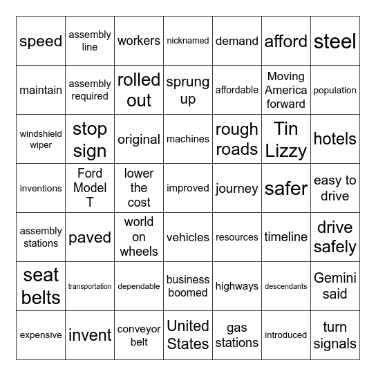 Moving Forward in America Bingo Card